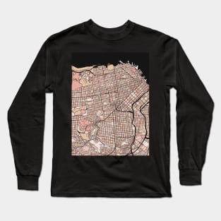San Francisco Map Pattern in Soft Pink Pastels Long Sleeve T-Shirt